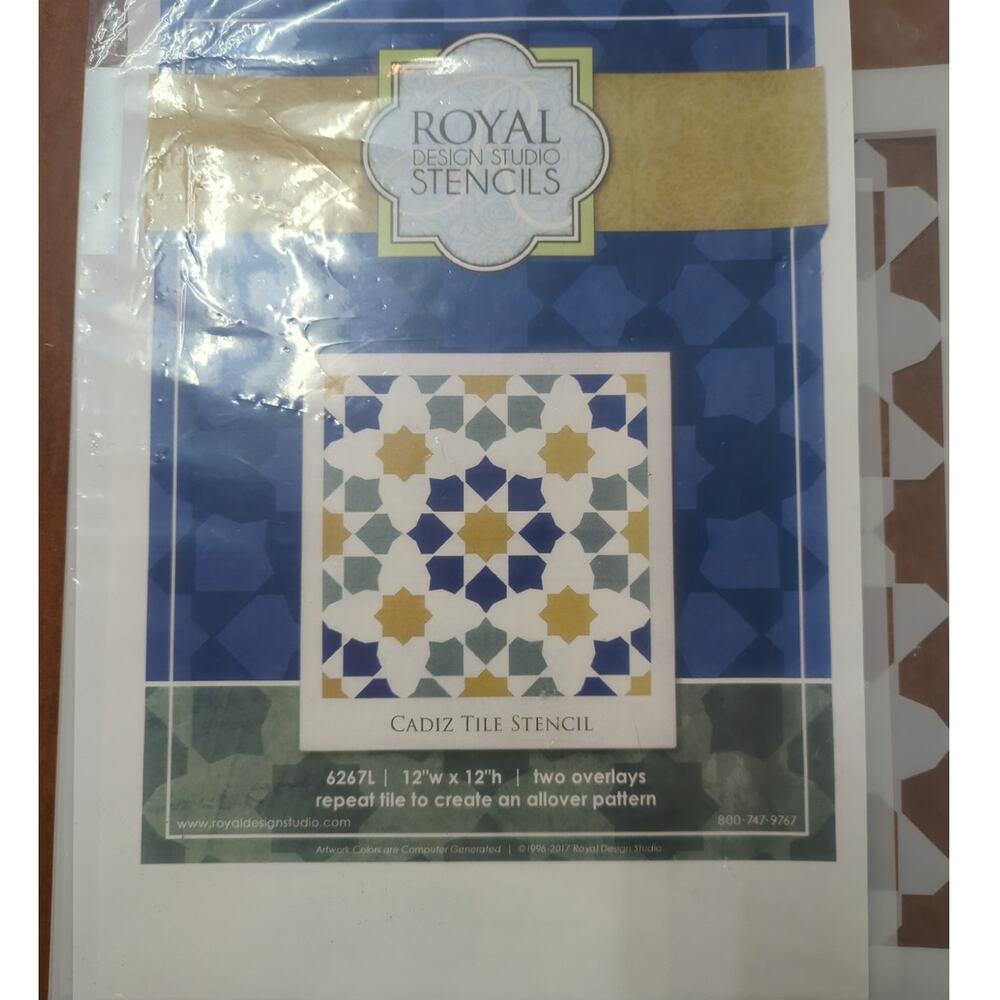 Royal Design Studio Cadiz Tile Stencil Mediterranean DIY Wall Floor 12"x12"